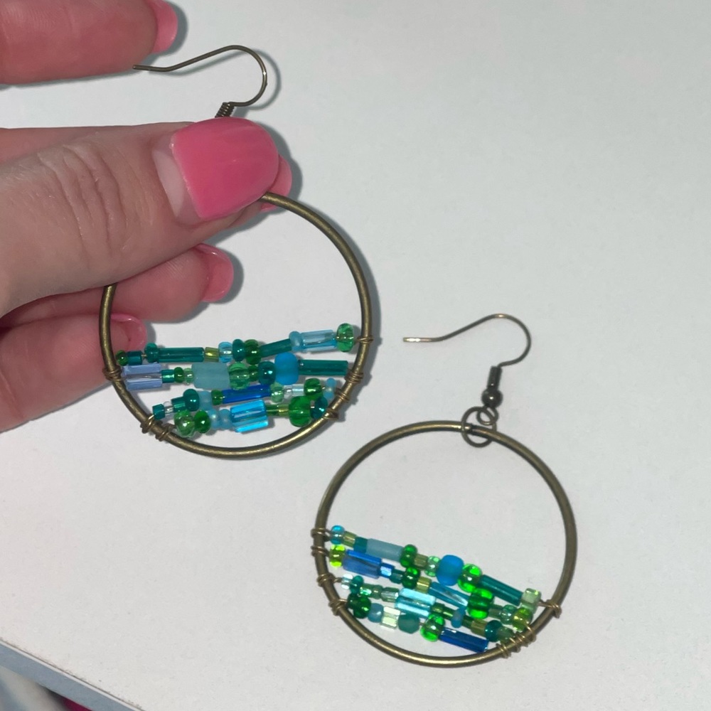 Handmade Beaded Hoop Earrings